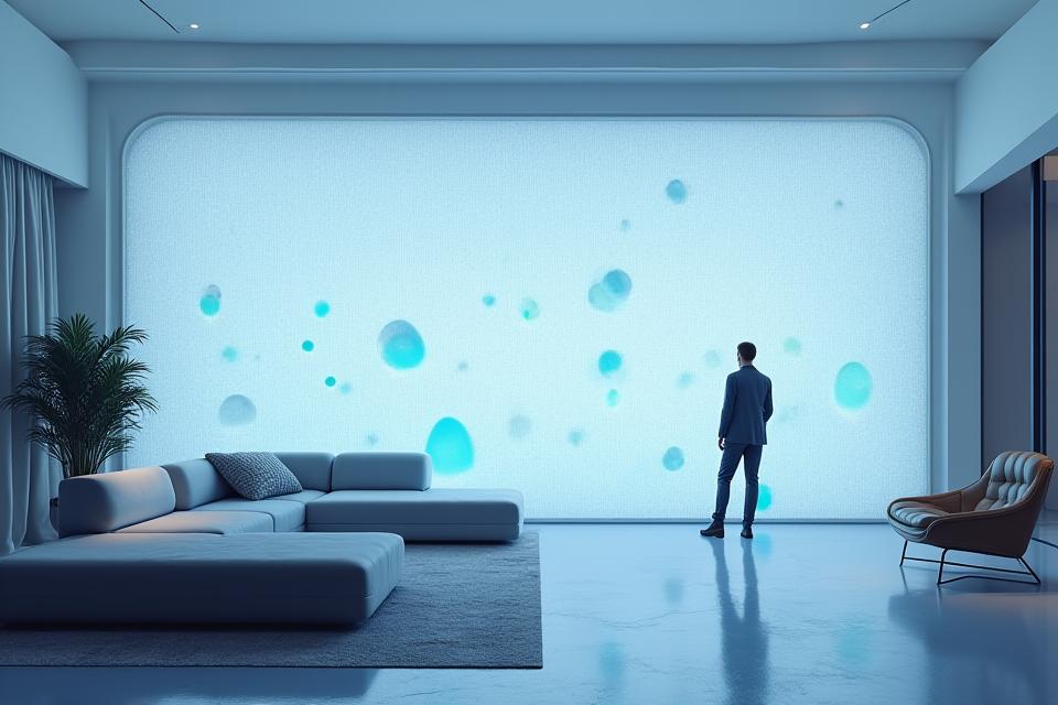 Interactive smart textile wall in contemporary space