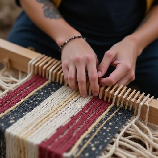 Master weaver using traditional techniques