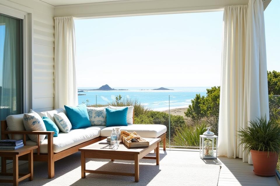 UV resistant outdoor textiles at coastal home